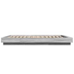 vidaXL Cadru de pat cu LED, gri sonoma, 135x190 cm, lemn prelucrat