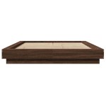 vidaXL Cadru de pat cu LED, stejar maro, 135x190 cm, lemn prelucrat
