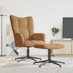 vidaXL Scaun de relaxare cu taburet, maro, catifea