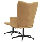 vidaXL Scaun de relaxare cu taburet, maro, catifea