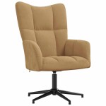 vidaXL Scaun de relaxare cu taburet, maro, catifea