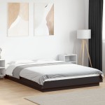vidaXL Cadru de pat cu lumini LED, negru, 120x190 cm, lemn prelucrat vidaXL Cadru de pat cu lumini LED, negru, 120x190 cm, lemn prelucrat