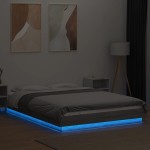 vidaXL Cadru de pat cu lumini LED gri sonoma 120x190 cm lemn prelucrat vidaXL Cadru de pat cu lumini LED gri sonoma 120x190 cm lemn prelucrat