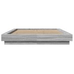 vidaXL Cadru de pat cu lumini LED gri sonoma 120x190 cm lemn prelucrat vidaXL Cadru de pat cu lumini LED gri sonoma 120x190 cm lemn prelucrat