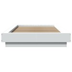 vidaXL Cadru de pat cu lumini LED, alb, 90x190 cm, lemn prelucrat