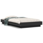 vidaXL Cadru de pat cu lumini LED, negru, 90x190 cm, lemn prelucrat