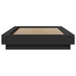 vidaXL Cadru de pat cu lumini LED, negru, 90x190 cm, lemn prelucrat
