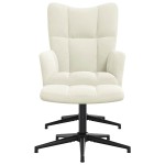 vidaXL Scaun de relaxare cu taburet, alb crem, catifea