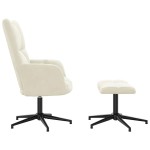 vidaXL Scaun de relaxare cu taburet, alb crem, catifea