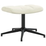 vidaXL Scaun de relaxare cu taburet, alb crem, catifea