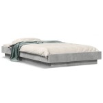 vidaXL Cadru de pat cu LED, gri beton, 90x190 cm, lemn prelucrat