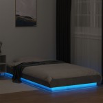 vidaXL Cadru de pat cu LED, gri beton, 90x190 cm, lemn prelucrat
