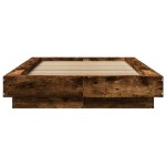 vidaXL Cadru de pat cu LED, stejar fumuriu, 90x190 cm, lemn prelucrat vidaXL Cadru de pat cu LED, stejar fumuriu, 90x190 cm, lemn prelucrat