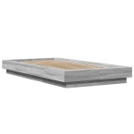 vidaXL Cadru de pat cu LED, gri sonoma, 90x190 cm, lemn prelucrat