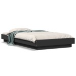vidaXL Cadru de pat cu LED, negru, 75x190 cm, lemn prelucrat