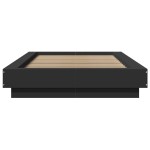 vidaXL Cadru de pat cu LED, negru, 75x190 cm, lemn prelucrat