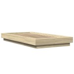 vidaXL Cadru de pat cu LED stejar sonoma 75x190 cm lemn prelucrat