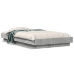 vidaXL Cadru de pat cu LED, gri beton, 75x190 cm, lemn prelucrat