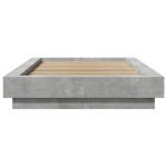 vidaXL Cadru de pat cu LED, gri beton, 75x190 cm, lemn prelucrat