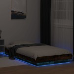 vidaXL Cadru de pat cu LED stejar fumuriu 75x190 cm lemn prelucrat