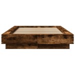 vidaXL Cadru de pat cu LED stejar fumuriu 75x190 cm lemn prelucrat