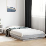 vidaXL Cadru de pat cu LED gri sonoma 75x190 cm lemn prelucrat