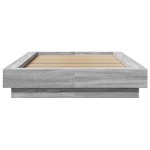 vidaXL Cadru de pat cu LED gri sonoma 75x190 cm lemn prelucrat