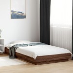 vidaXL Cadru de pat cu LED stejar maro 75x190 cm lemn prelucrat