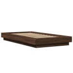 vidaXL Cadru de pat cu LED stejar maro 75x190 cm lemn prelucrat
