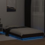 vidaXL Cadru de pat cu LED stejar maro 75x190 cm lemn prelucrat