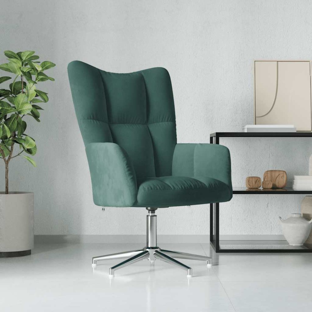 vidaXL Scaun de relaxare, verde închis, catifea