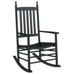 vidaXL Scaun balansoar cu cu masă pliabilă, negru, lemn masiv de plop vidaXL Scaun balansoar cu cu masă pliabilă, negru, lemn masiv de plop