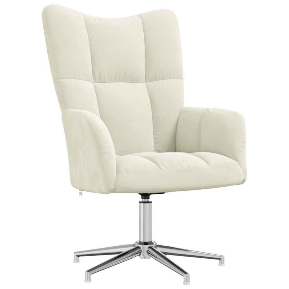 vidaXL Scaun de relaxare, alb crem, catifea