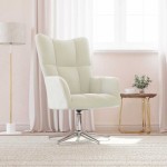 vidaXL Scaun de relaxare, alb crem, catifea