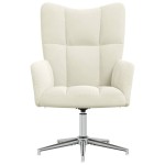 vidaXL Scaun de relaxare, alb crem, catifea