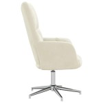 vidaXL Scaun de relaxare, alb crem, catifea