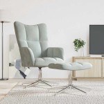 vidaXL Scaun de relaxare cu taburet, gri deschis, catifea vidaXL Scaun de relaxare cu taburet, gri deschis, catifea