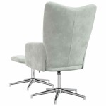 vidaXL Scaun de relaxare cu taburet, gri deschis, catifea vidaXL Scaun de relaxare cu taburet, gri deschis, catifea