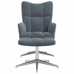 vidaXL Scaun de relaxare cu taburet, gri închis, catifea