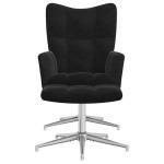 vidaXL Scaun de relaxare cu taburet, negru, catifea vidaXL Scaun de relaxare cu taburet, negru, catifea