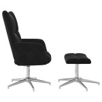 vidaXL Scaun de relaxare cu taburet, negru, catifea vidaXL Scaun de relaxare cu taburet, negru, catifea