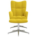 vidaXL Scaun de relaxare cu taburet, galben muștar, catifea vidaXL Scaun de relaxare cu taburet, galben muștar, catifea