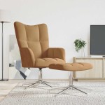 vidaXL Scaun de relaxare cu taburet, maro, catifea