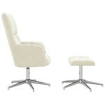 vidaXL Scaun de relaxare cu taburet, alb crem, catifea