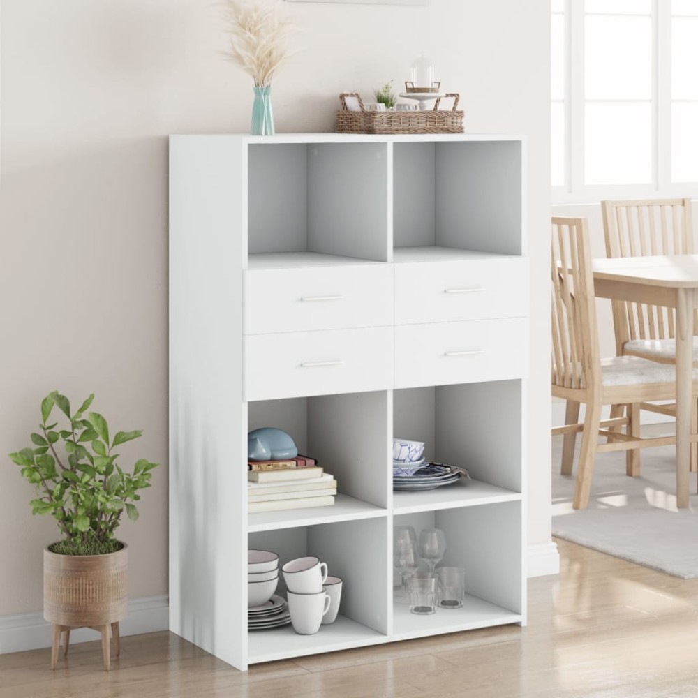 vidaXL Dulap înalt, alb, 80x42,5x124 cm, lemn prelucrat