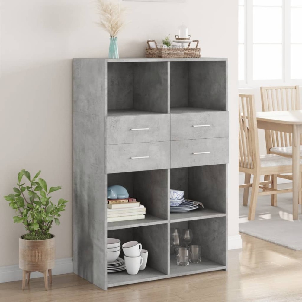 vidaXL Dulap înalt, gri beton, 80x42,5x124 cm, lemn prelucrat