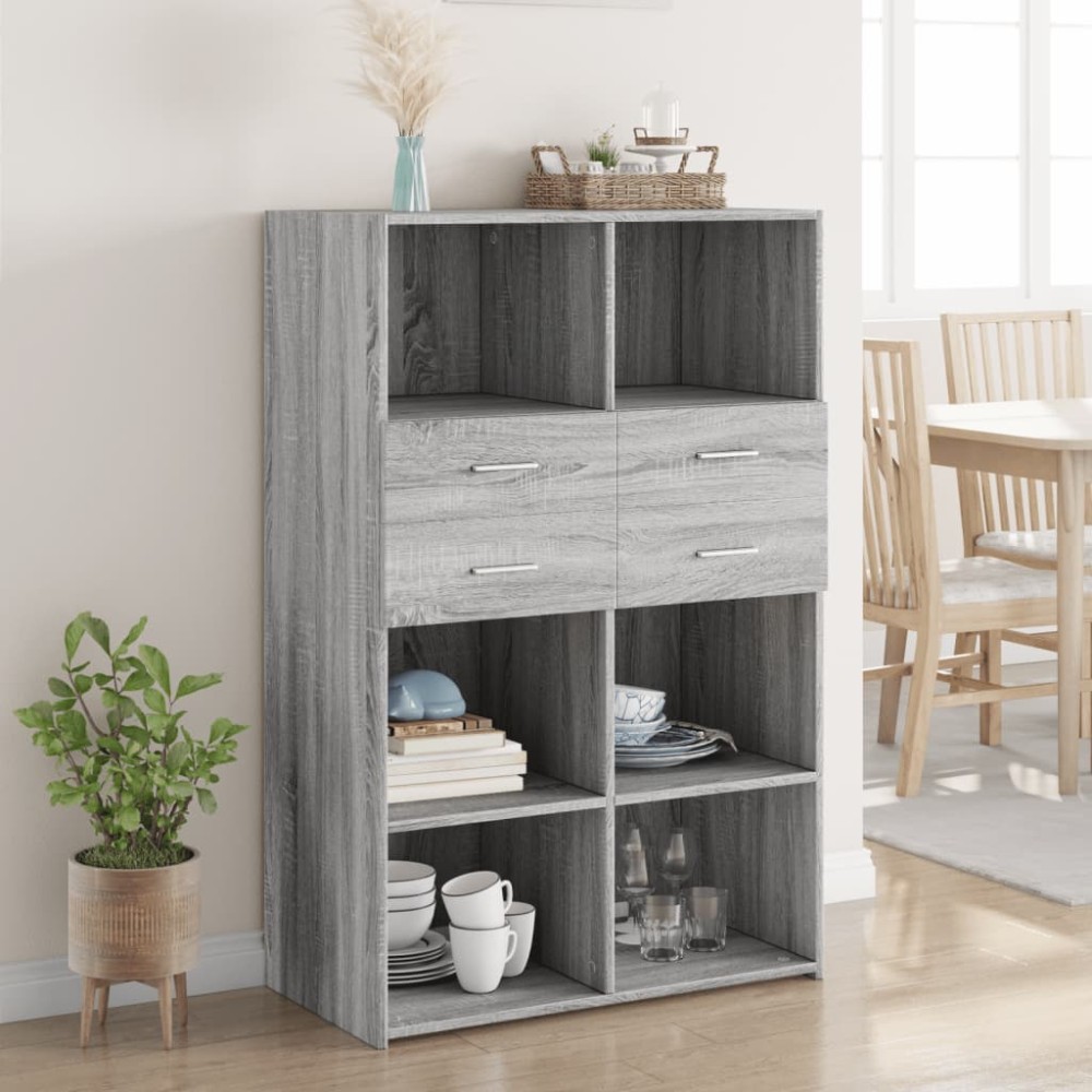 vidaXL Dulap înalt, gri sonoma, 80x42,5x124 cm, lemn prelucrat