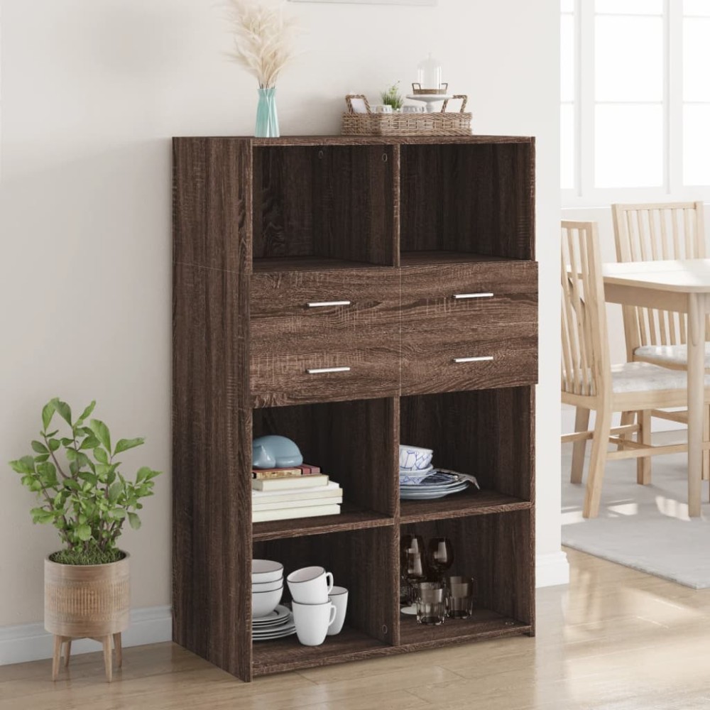 vidaXL Dulap înalt, stejar maro, 80x42,5x124 cm, lemn prelucrat