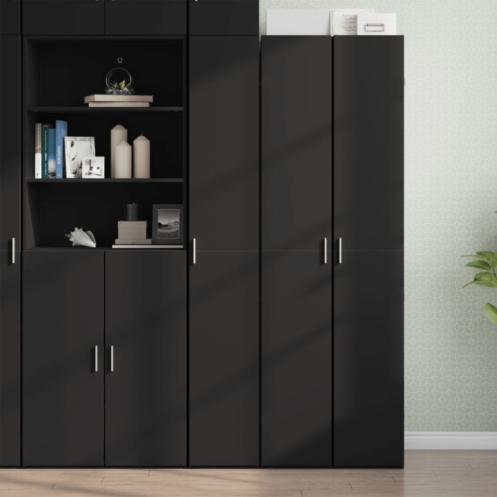vidaXL Dulap înalt, negru, 30x42,5x185 cm, lemn prelucrat