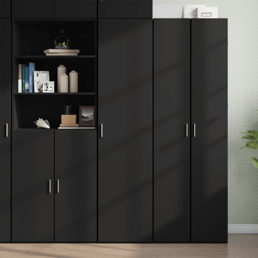 vidaXL Dulap înalt, negru, 45x42,5x185 cm, lemn compozit